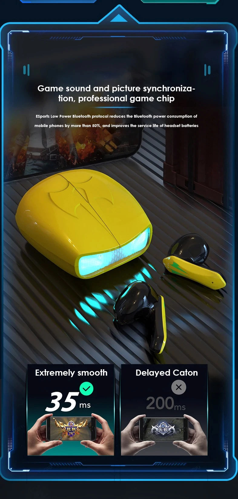 Bluetooth Earphones With Low Latency High Quality Gaming Long Battery Life Music Wireless Bluetooth Outdoor Sports Earphones