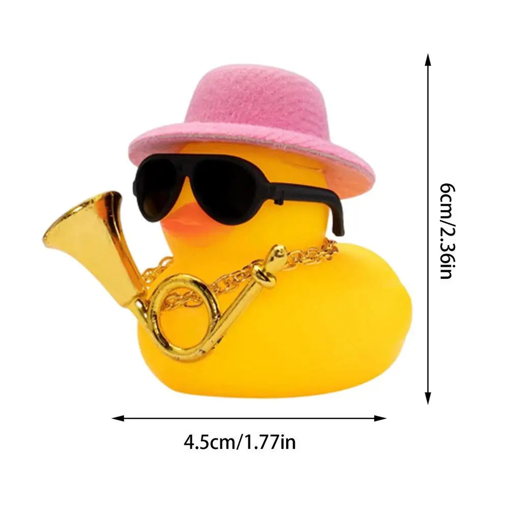 Car Ducks For Dashboard Rubber Car Duck Decoration With Squeak Yellow Duckling With Hat  Car Interior Decorative Accessory ﻿