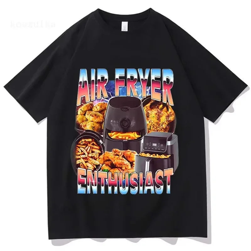Air Fryer Enthusiast Funny Cooking Meme T-Shirt  Women Fashion Vintage Short Sleeve T-shirts  Casual T Shirt Streetwear
