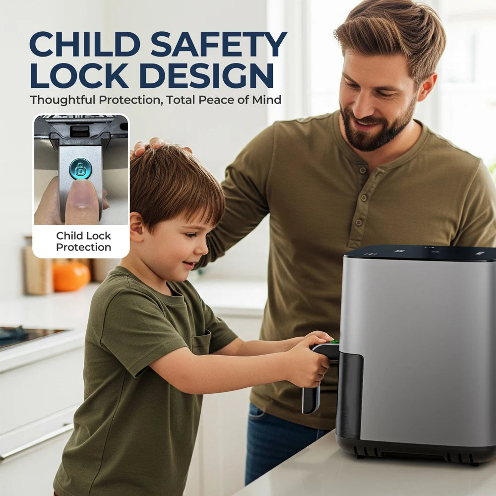 5L Air Fryer, Electric Hot fryer Oven Oilless Cooker with Touch Control & Nonstick Basket & Visible Window, Family Size