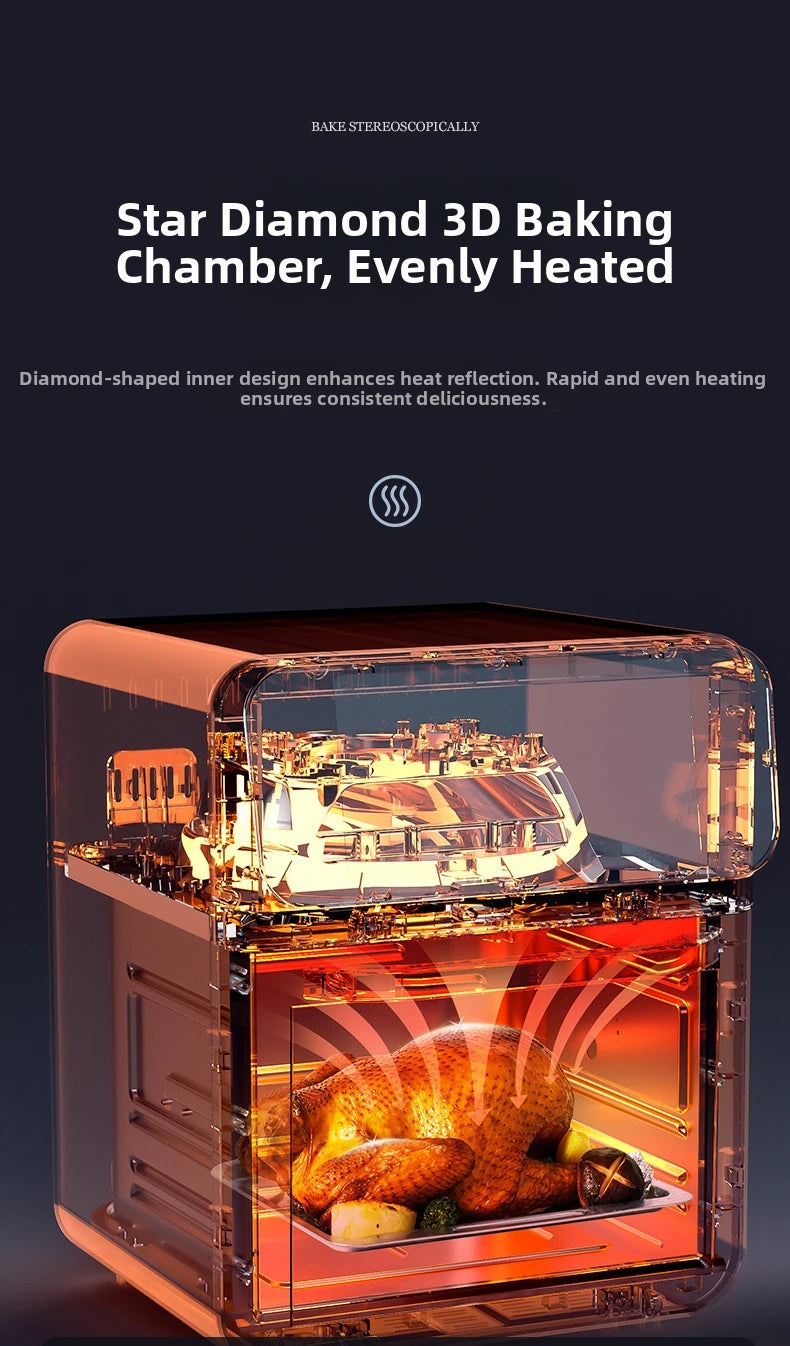 15L Visual Air Fryer with See-Through Window 1350W Digital Touchscreen 360° Hot Air Circulation  for Family/Party Fry/Roast/Bake