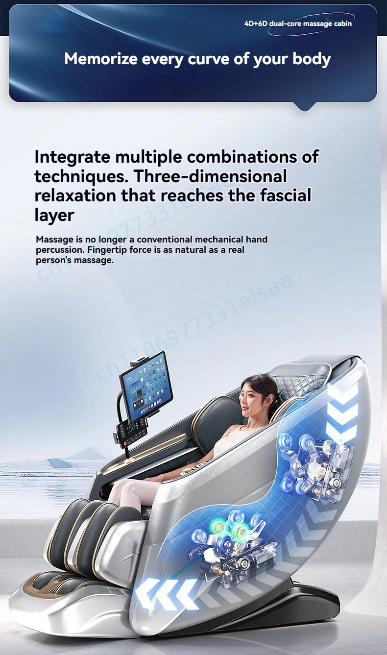4D+6D Jade Massage Chair Full Body Daul Core Zero Gravity Stretch Shiatsu Massage Chairs with Heated Foot Rollers Body Scan