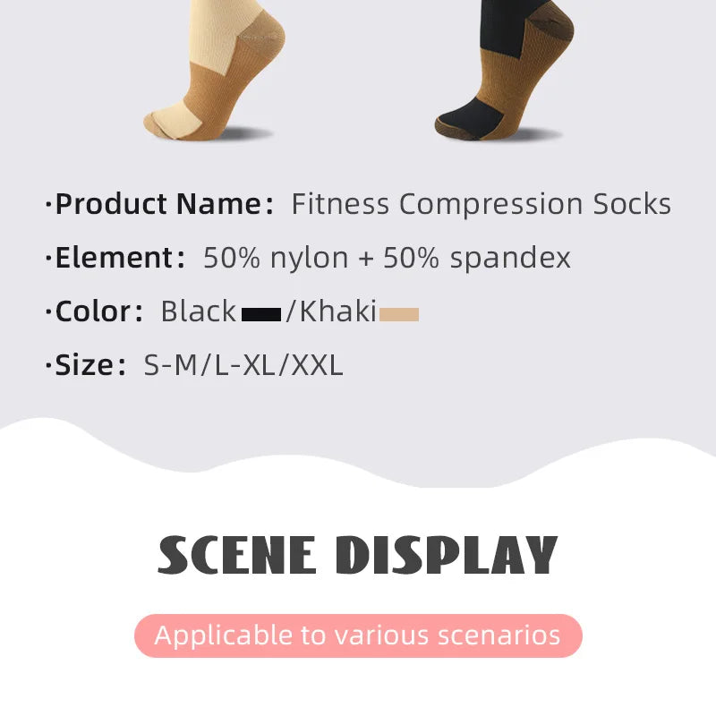 6 pairs copper fiber compression socks for men and women for running and traveling for nurses and pregnant women mid-calf design