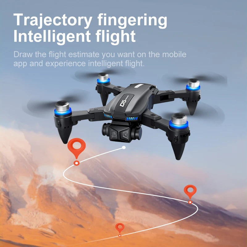 D5 drone, stunt flips, lateral flight, one-key automatic return, omnidirectional obstacle avoidance, Wi-Fi, brushless motor