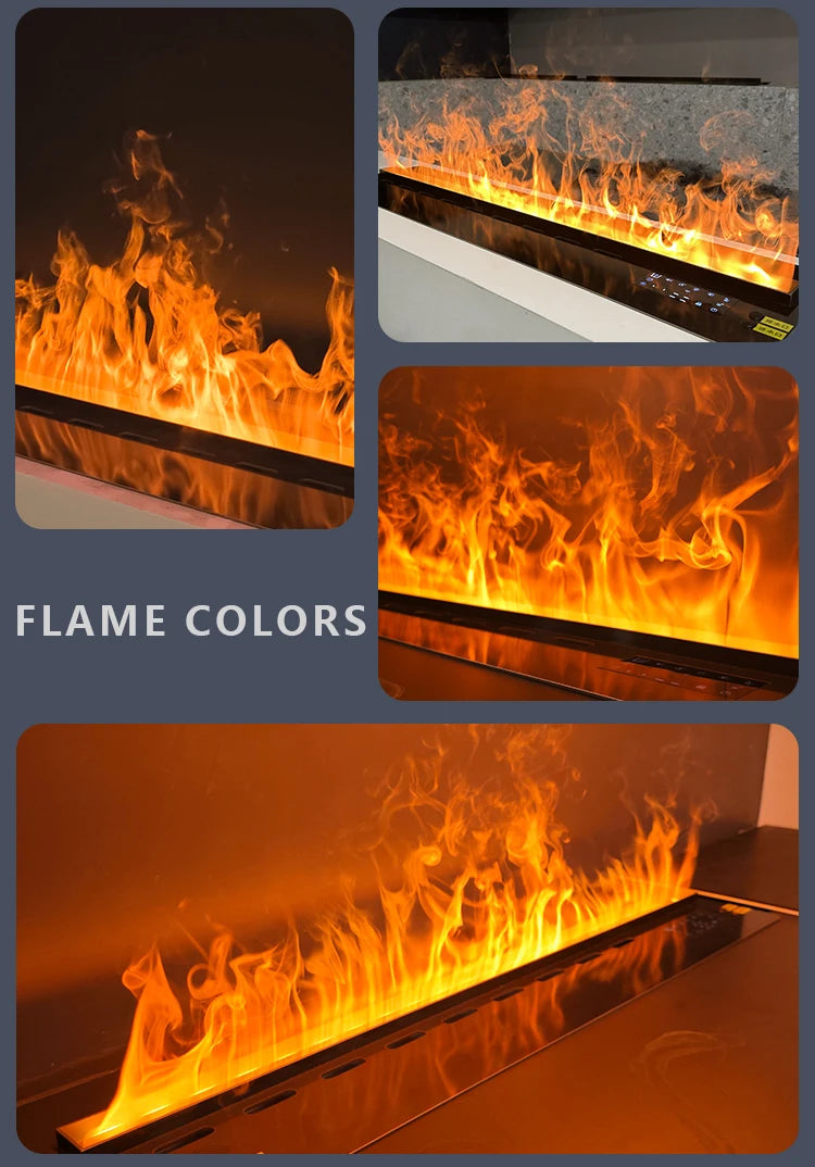 304 Stainless Steel Smart Electric Fireplace with Imported Chip LED Flame Humidifier for Home Living Room Modern Decor