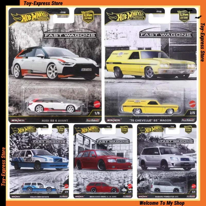 Hot Wheels Premium 2025 Car Culture Fast Wagons Hotwheels 1/64 Car Model Audi Rs Chevelle Volvo Mercedes-Benz Subaru Kids Toys