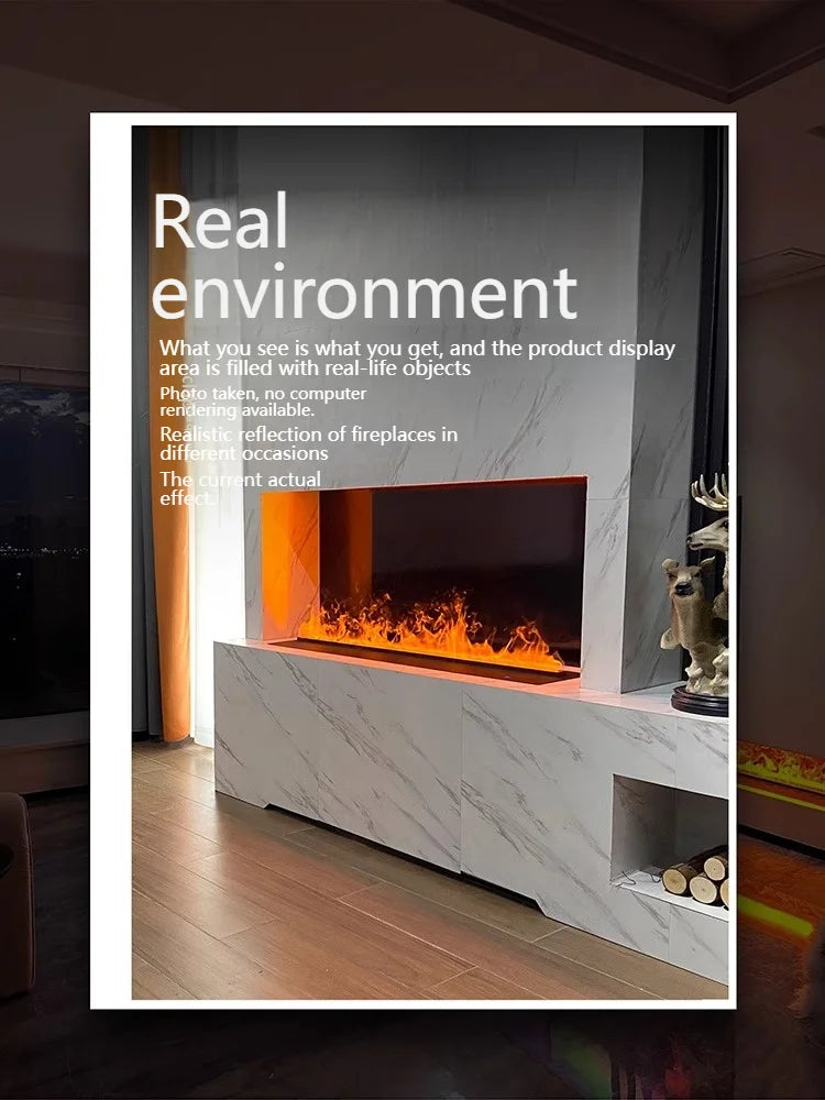 2025 Smart "Ambient Fireplace" with White Noise & Humidifier | 6D Holographic Flame & 10 Crackling Sound Effects | WiFi/Bluet
