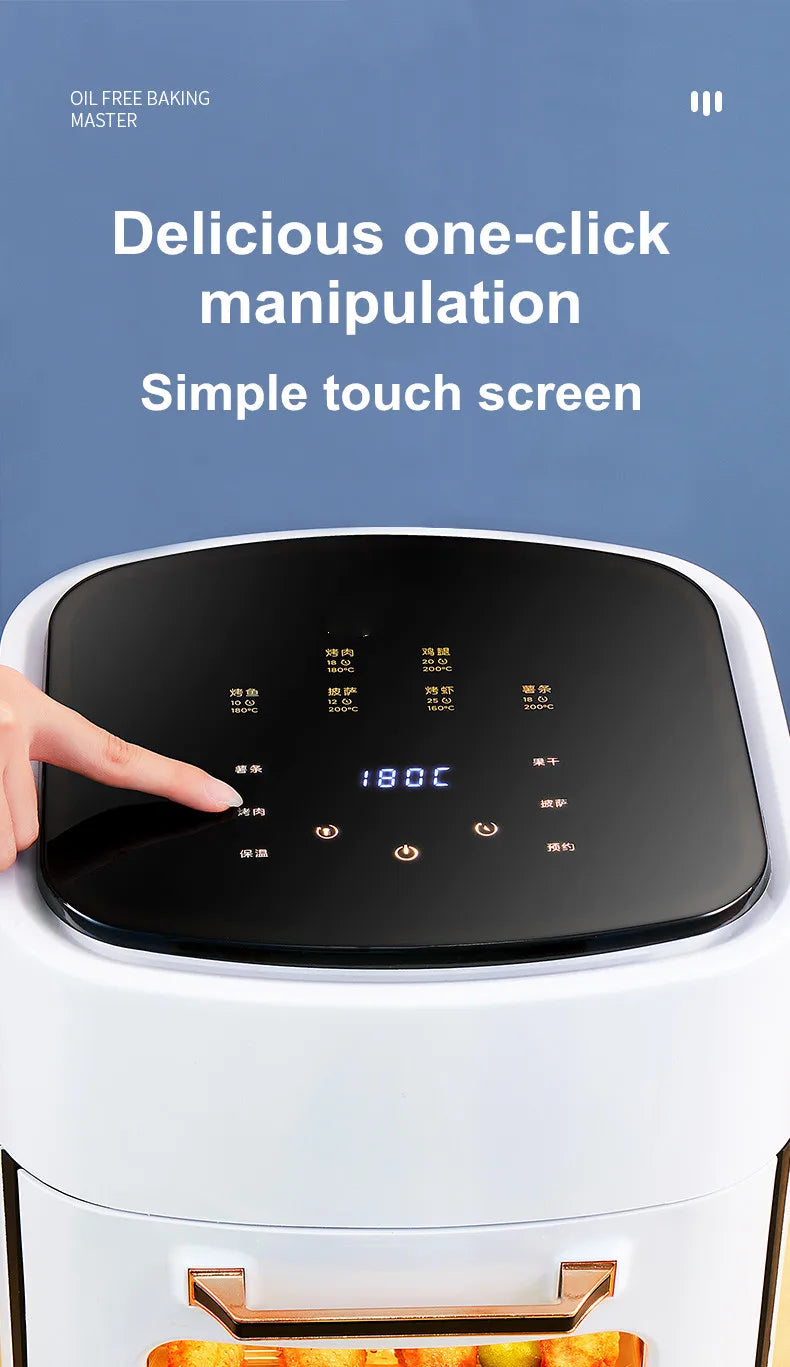 Air Fryer Household Large Capacity 15L Visual Oil-free Smart Oven  Fries Machine 220V 110V US EU 1500W Chicken Frying