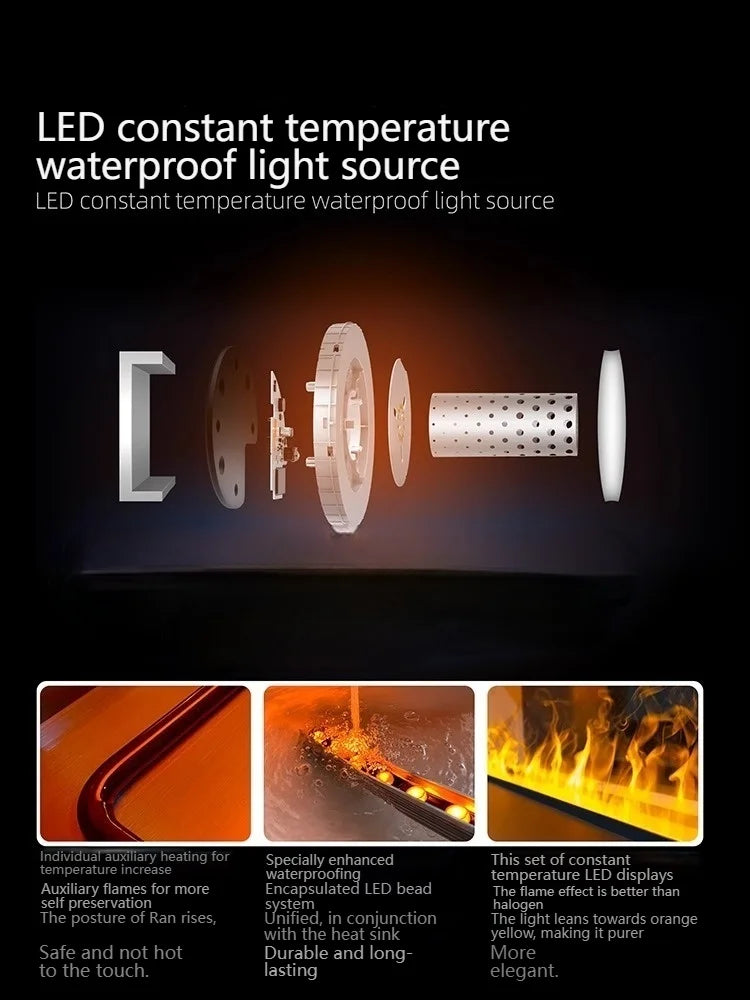 2025 Smart "Ambient Fireplace" with White Noise & Humidifier | 6D Holographic Flame & 10 Crackling Sound Effects | WiFi/Bluet