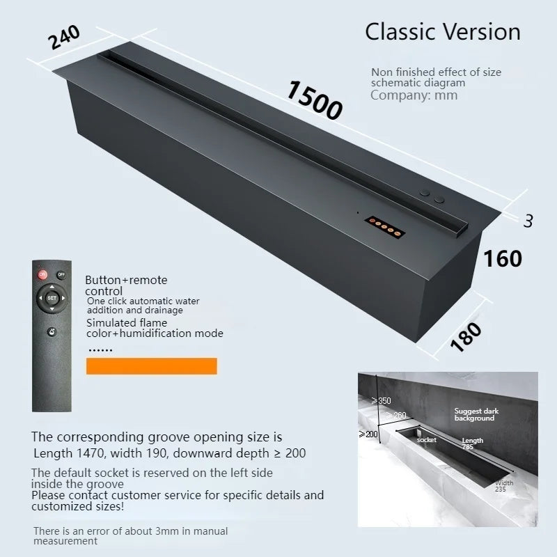 2025 Smart "Ambient Fireplace" with White Noise & Humidifier | 6D Holographic Flame & 10 Crackling Sound Effects | WiFi/Bluet