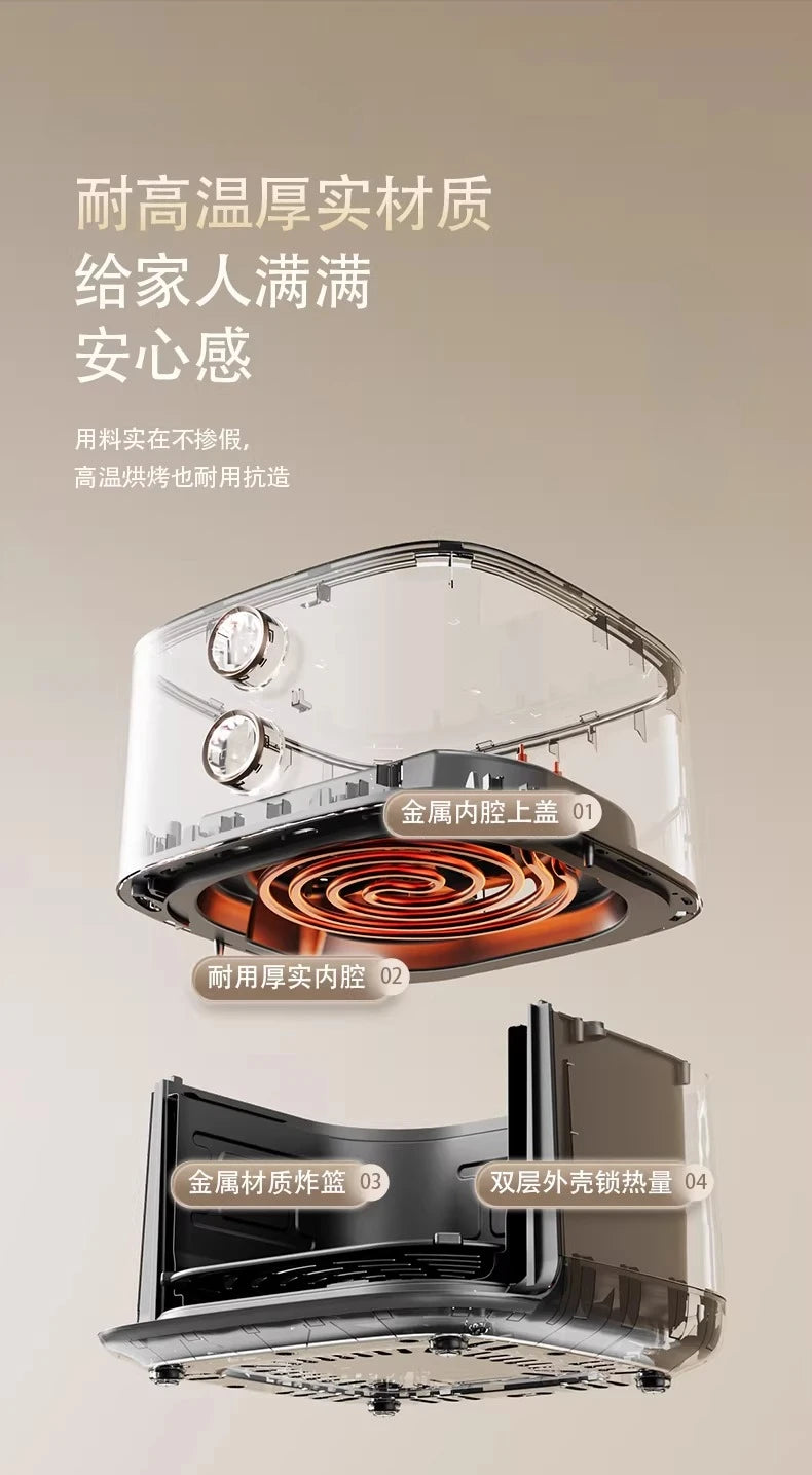Air fryer household visual no-turn small electric fryer electric oven integrated 220V 1500W