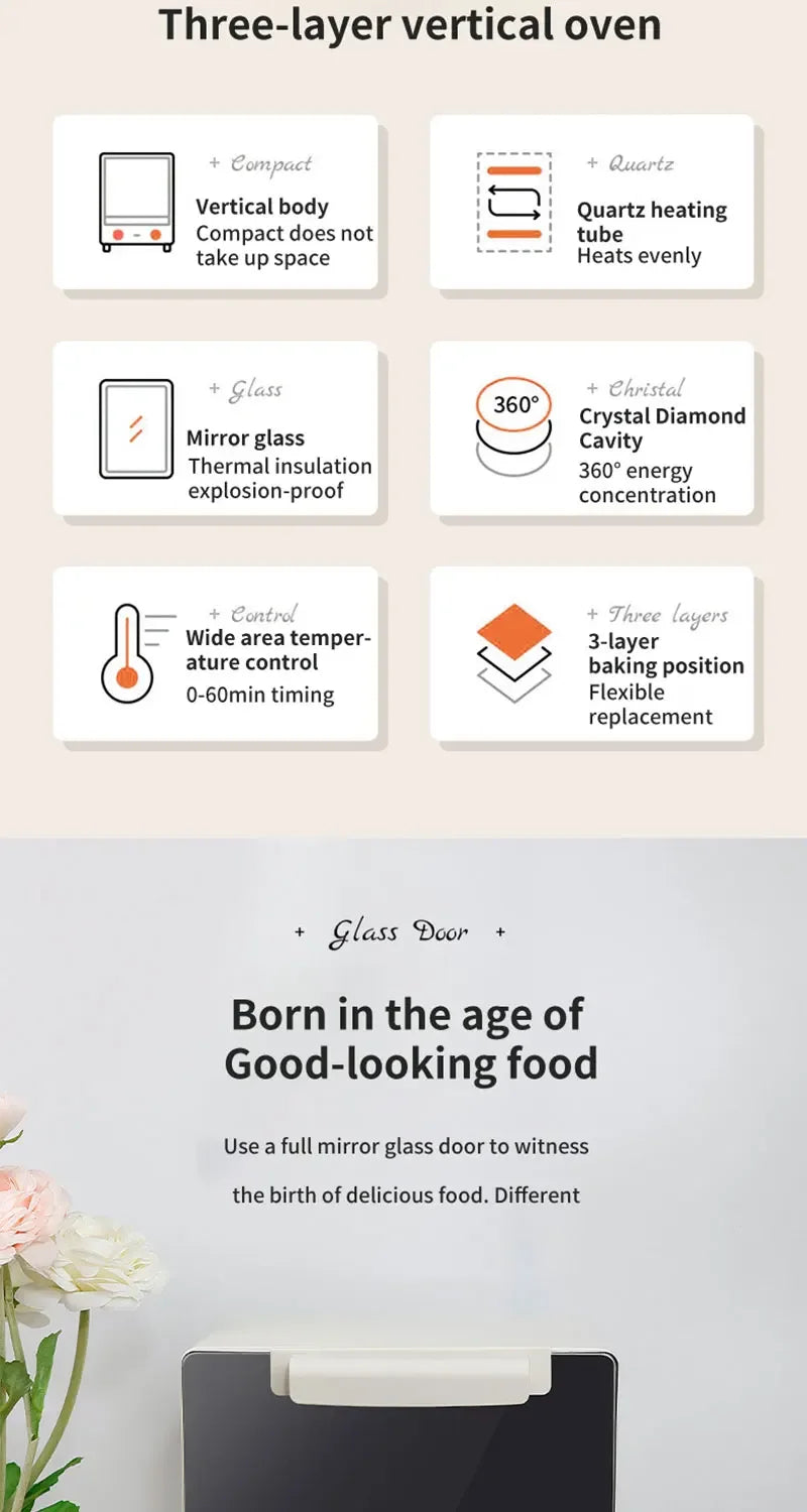 12L Large Capacity Electric Air Fryer Toaster Oven Mechanical Household Kitchen 360° Baking Convection Oven Oil-Free Deep Fryer