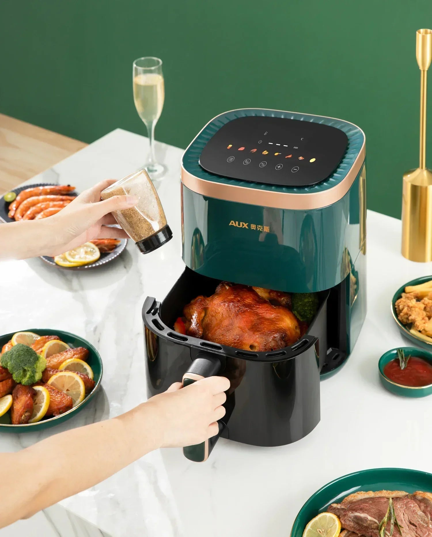 220V AUX Air Fryer and Oven Combo: Multifunctional, Fully Automatic, No Oil Technology, Easy-to-clean FC