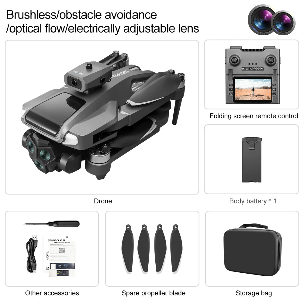 2025 New Drone with 4K Dual Camera Professional Video Drone Quadcopter 360 Intelligent Obstacle Avoidance for Gift Drone