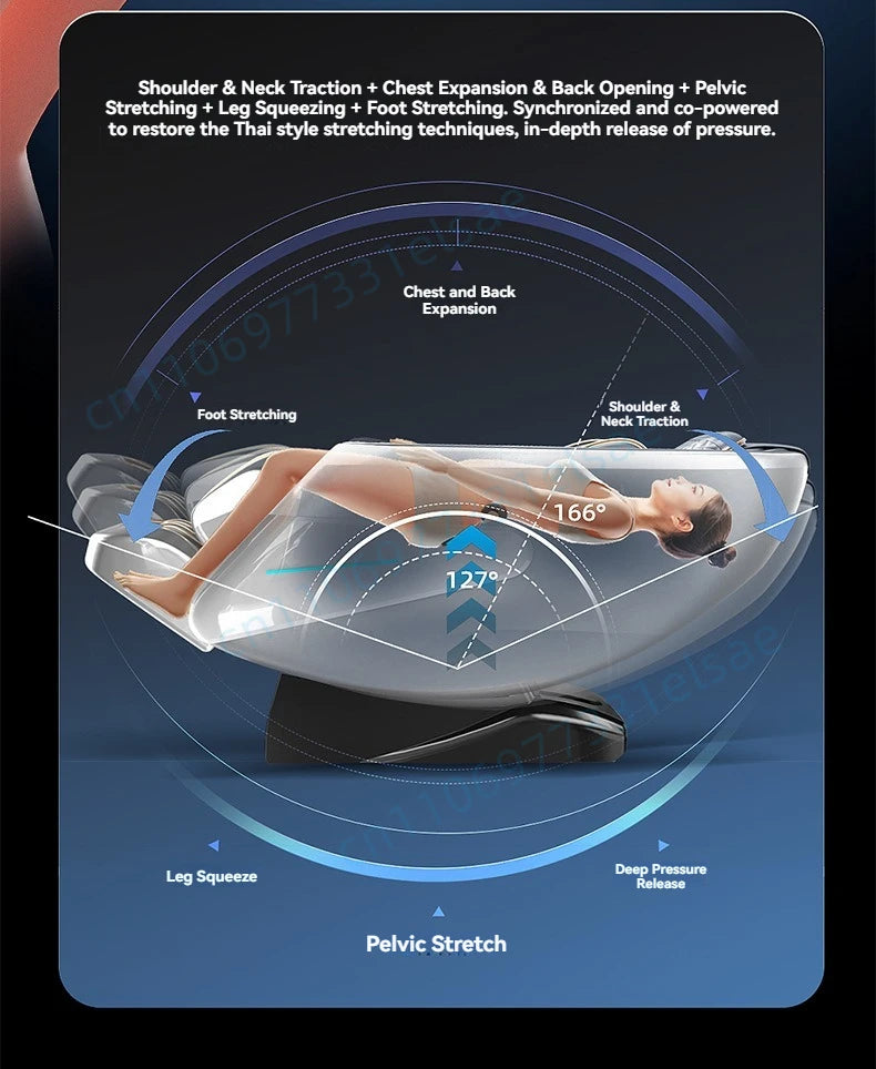 4D+6D Jade Massage Chair Full Body Daul Core Zero Gravity Stretch Shiatsu Massage Chairs with Heated Foot Rollers Body Scan