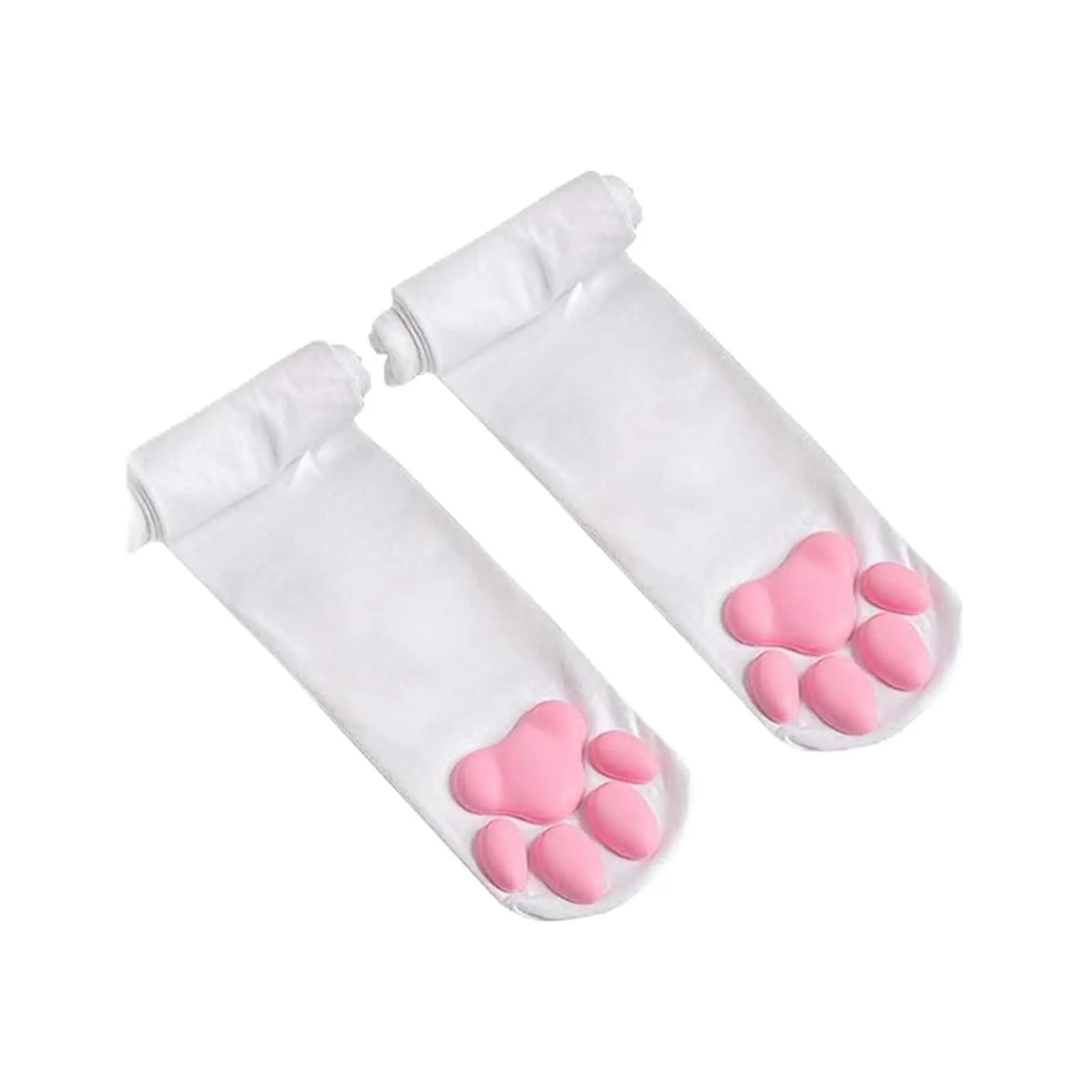 1 Pair 3D Cat Paw Meat Pad Knee High Socks, Home Floor Socks,Creative Funny Socks For Girls