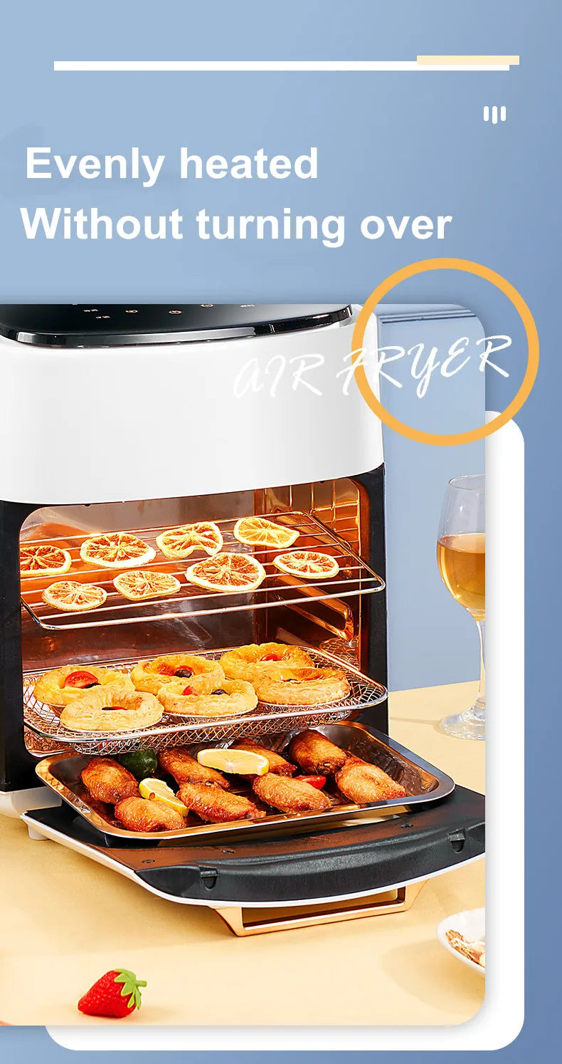 Air Fryer Household Large Capacity 15L Visual Oil-free Smart Oven  Fries Machine 220V 110V US EU 1500W Chicken Frying