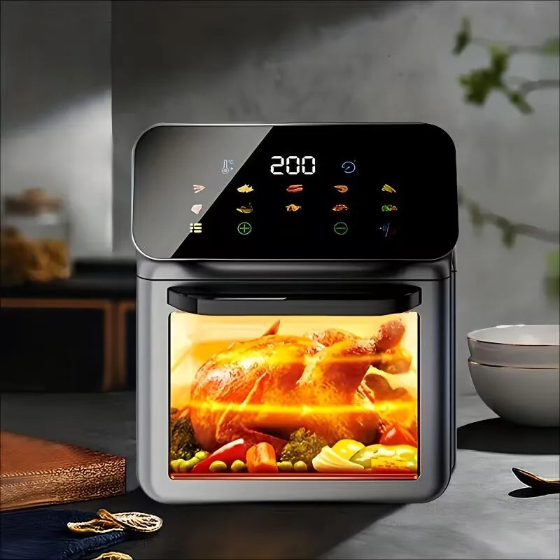 15L Visual Air Fryer with See-Through Window 1350W Digital Touchscreen 360° Hot Air Circulation  for Family/Party Fry/Roast/Bake