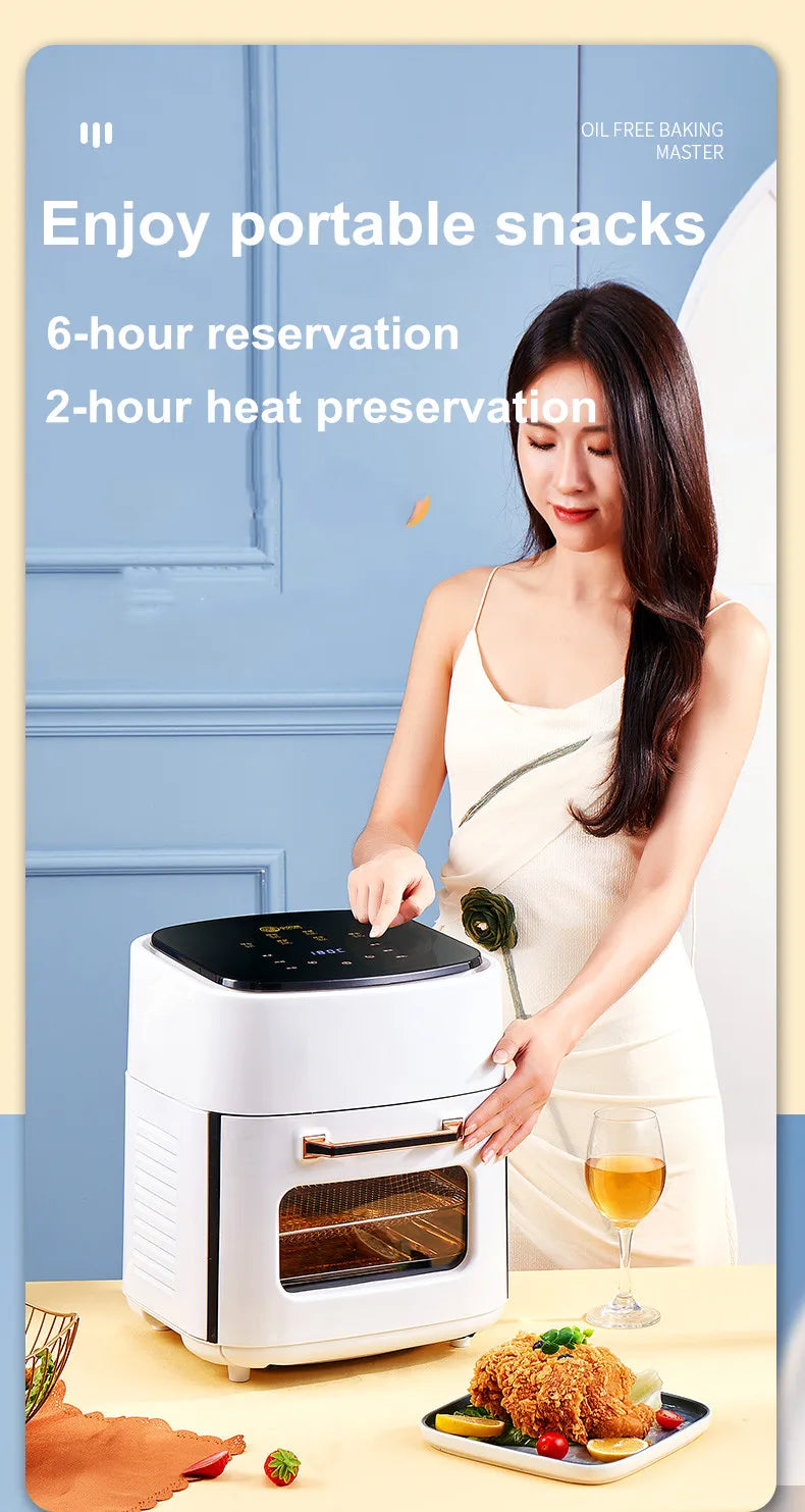 Air Fryer Household Large Capacity 15L Visual Oil-free Smart Oven  Fries Machine 220V 110V US EU 1500W Chicken Frying