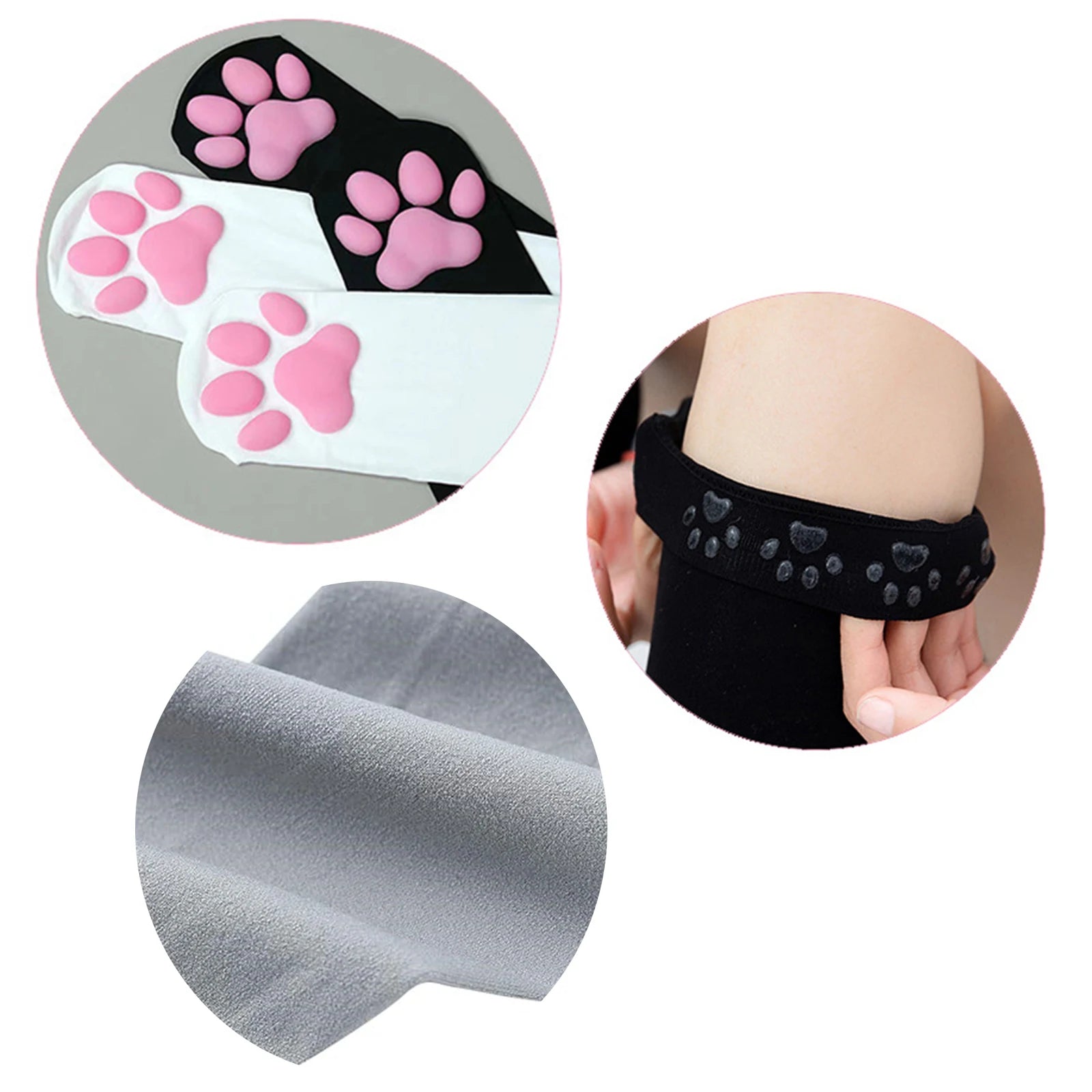 1 Pair 3D Cat Paw Meat Pad Knee High Socks, Home Floor Socks,Creative Funny Socks For Girls