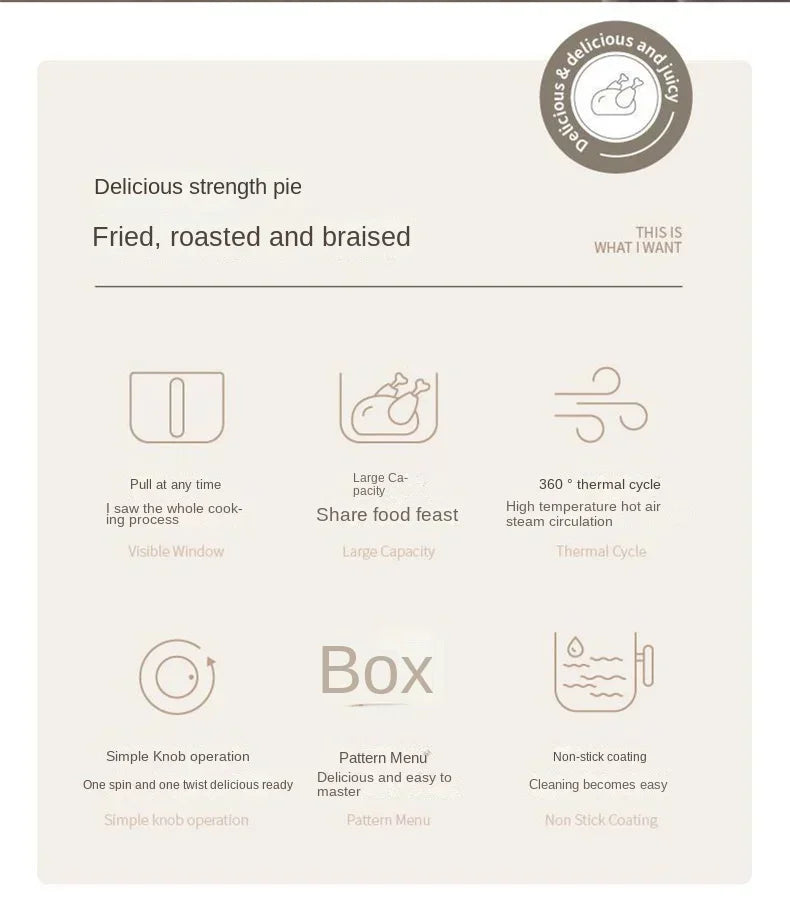 Air fryer multifunctional household high-capacity electric oven, fully automatic intelligent french fry machine