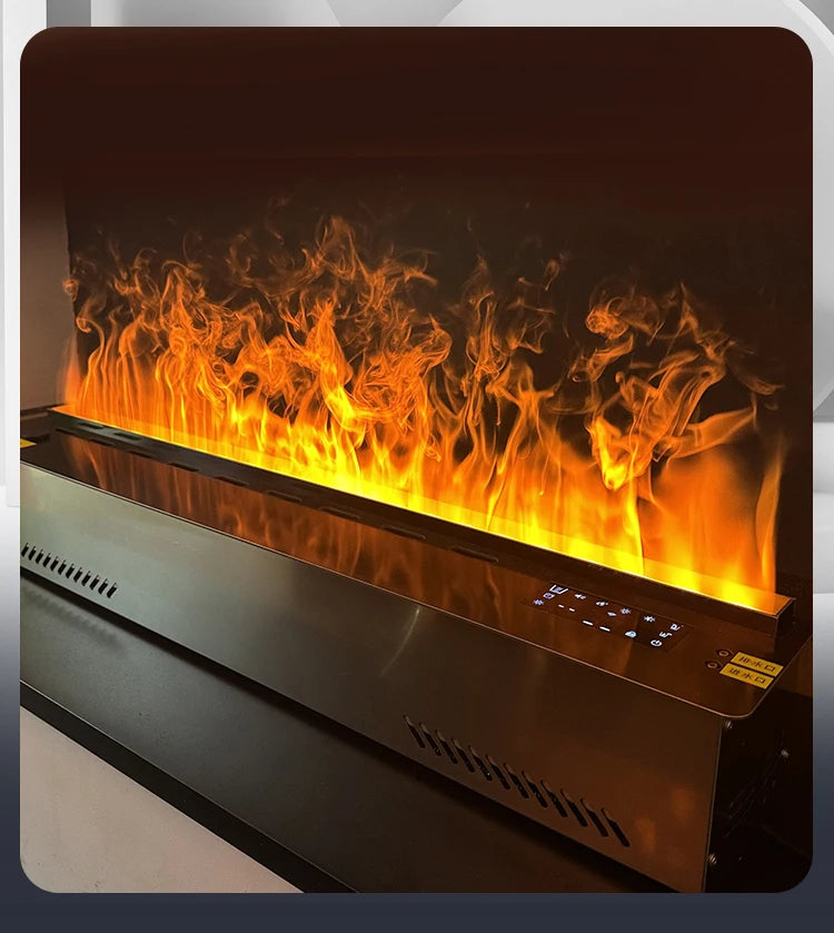 304 Stainless Steel Smart Electric Fireplace with Imported Chip LED Flame Humidifier for Home Living Room Modern Decor