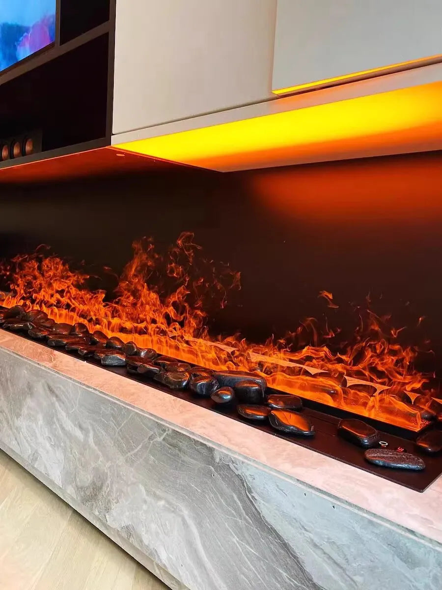 2025 Smart "Ambient Fireplace" with White Noise & Humidifier | 6D Holographic Flame & 10 Crackling Sound Effects | WiFi/Bluet