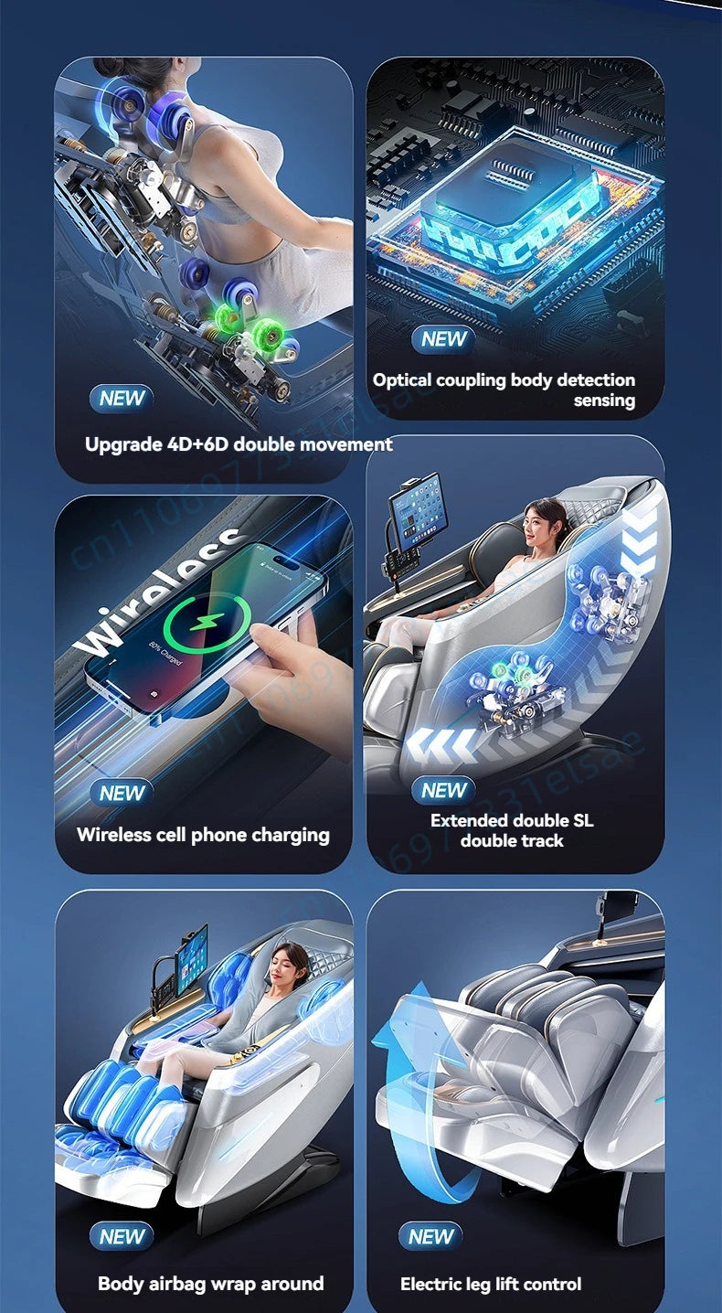 4D+6D Jade Massage Chair Full Body Daul Core Zero Gravity Stretch Shiatsu Massage Chairs with Heated Foot Rollers Body Scan