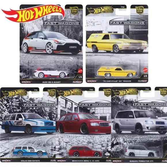 Hot Wheels Premium 2025 Car Culture Fast Wagons Hotwheels 1/64 Car Model Audi Rs Chevelle Volvo Mercedes-Benz Subaru Kids Toys