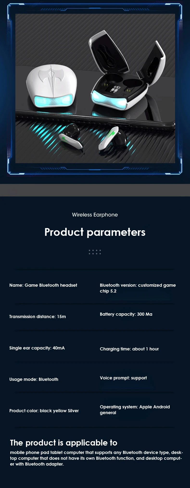 Bluetooth Earphones With Low Latency High Quality Gaming Long Battery Life Music Wireless Bluetooth Outdoor Sports Earphones