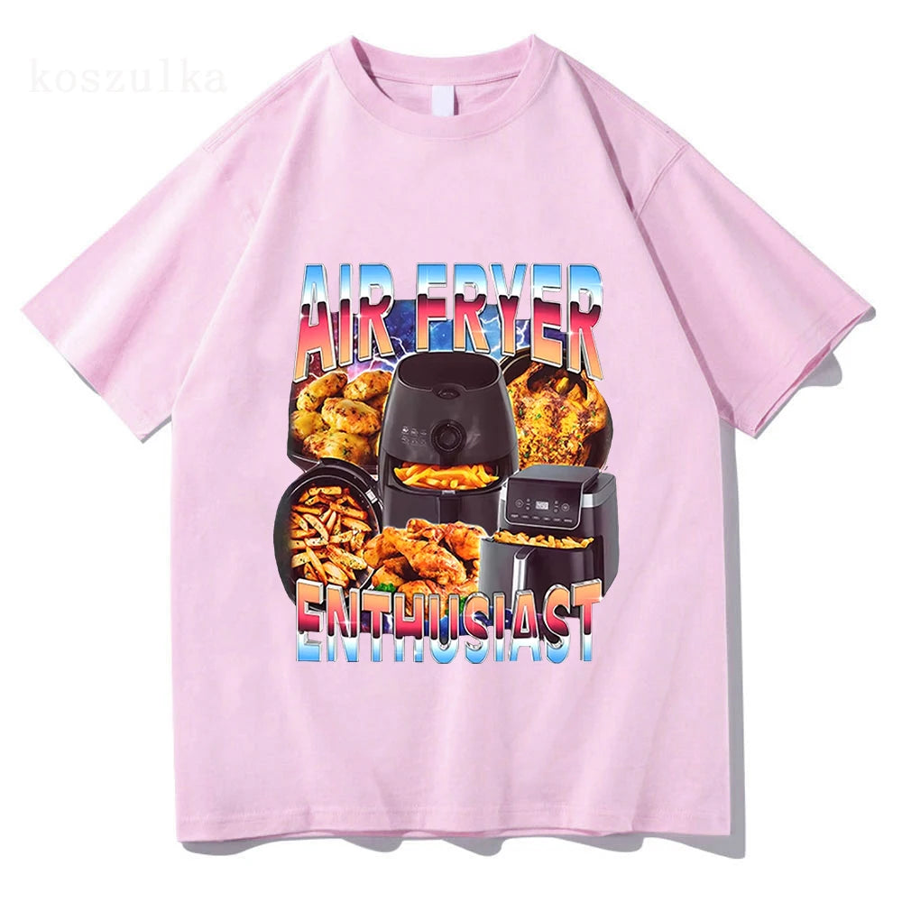 Air Fryer Enthusiast Funny Cooking Meme T-Shirt  Women Fashion Vintage Short Sleeve T-shirts  Casual T Shirt Streetwear