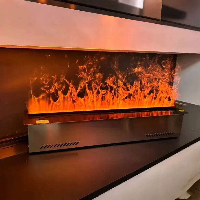 304 Stainless Steel Smart Electric Fireplace with Imported Chip LED Flame Humidifier for Home Living Room Modern Decor