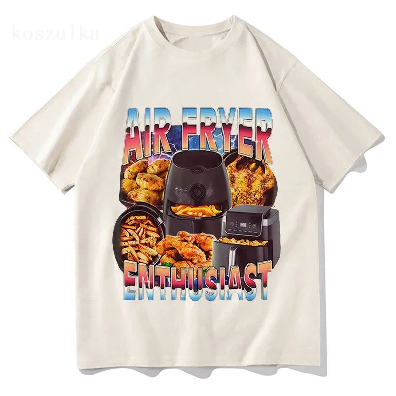 Air Fryer Enthusiast Funny Cooking Meme T-Shirt  Women Fashion Vintage Short Sleeve T-shirts  Casual T Shirt Streetwear