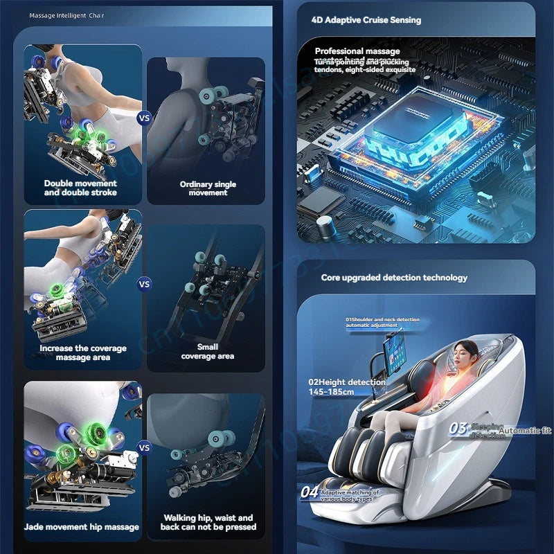 4D+6D Jade Massage Chair Full Body Daul Core Zero Gravity Stretch Shiatsu Massage Chairs with Heated Foot Rollers Body Scan