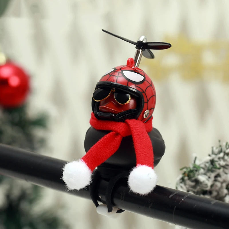 Christmas Motorcycle Accessories with Propeller Helmet Broken Wind Rubber Duck Toy Car Bicycle Small Yellow Duck Car Decoration