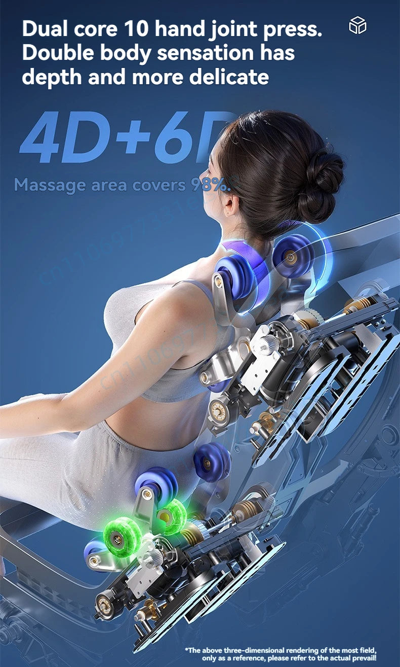 4D+6D Jade Massage Chair Full Body Daul Core Zero Gravity Stretch Shiatsu Massage Chairs with Heated Foot Rollers Body Scan