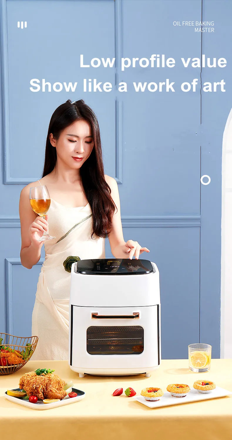 Air Fryer Household Large Capacity 15L Visual Oil-free Smart Oven  Fries Machine 220V 110V US EU 1500W Chicken Frying
