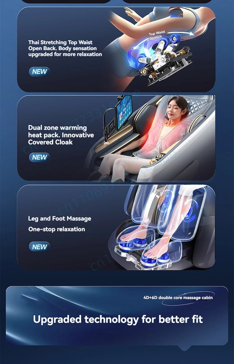 4D+6D Jade Massage Chair Full Body Daul Core Zero Gravity Stretch Shiatsu Massage Chairs with Heated Foot Rollers Body Scan