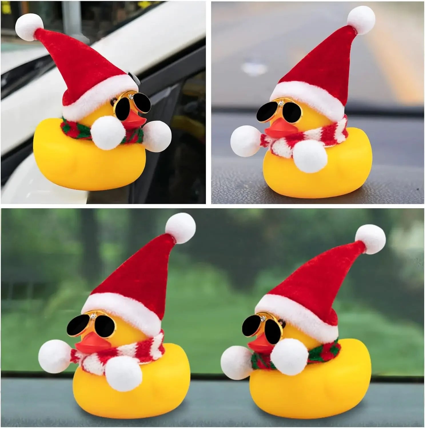 Christmas Motorcycle Accessories with Propeller Helmet Broken Wind Rubber Duck Toy Car Bicycle Small Yellow Duck Car Decoration