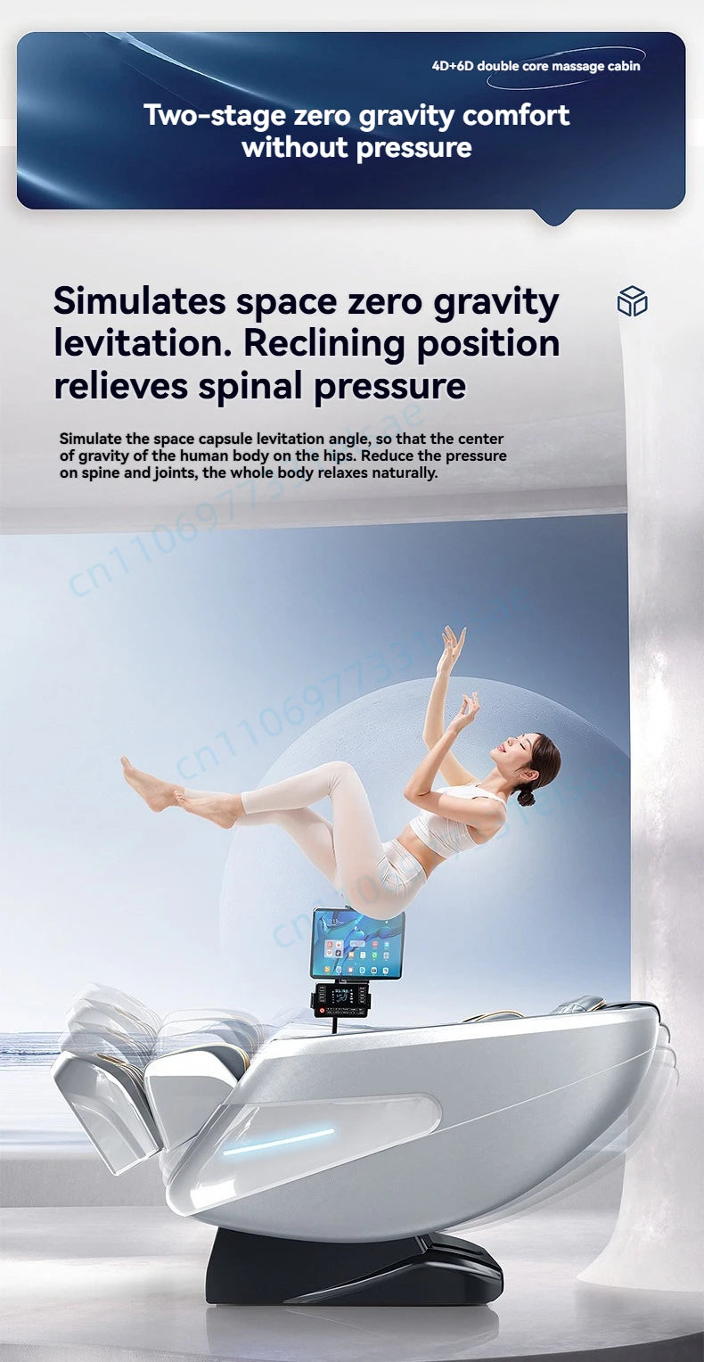 4D+6D Jade Massage Chair Full Body Daul Core Zero Gravity Stretch Shiatsu Massage Chairs with Heated Foot Rollers Body Scan