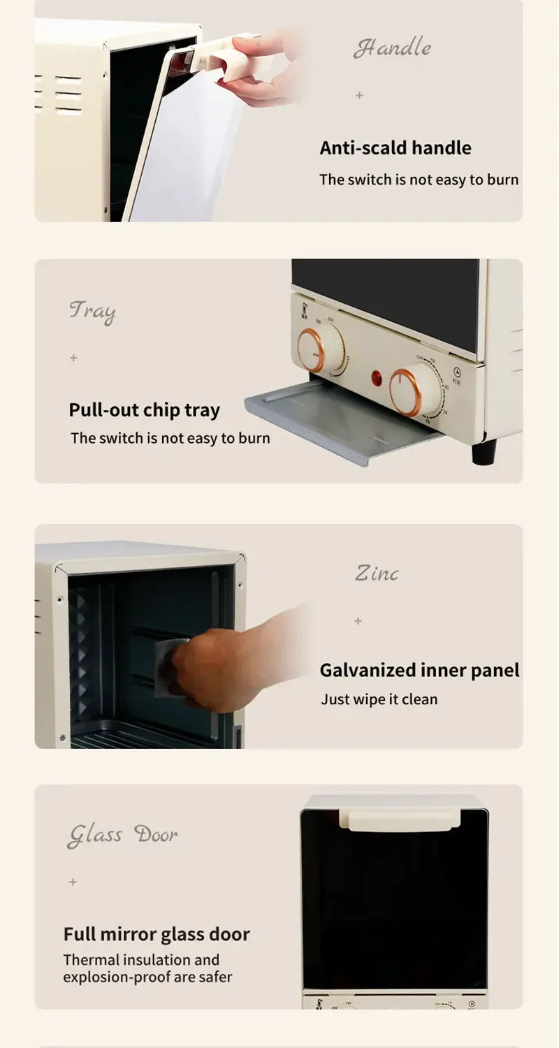 12L Large Capacity Electric Air Fryer Toaster Oven Mechanical Household Kitchen 360° Baking Convection Oven Oil-Free Deep Fryer