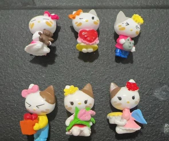6pcs/set Anime Hello Kitty Cat Action Figures Toys
