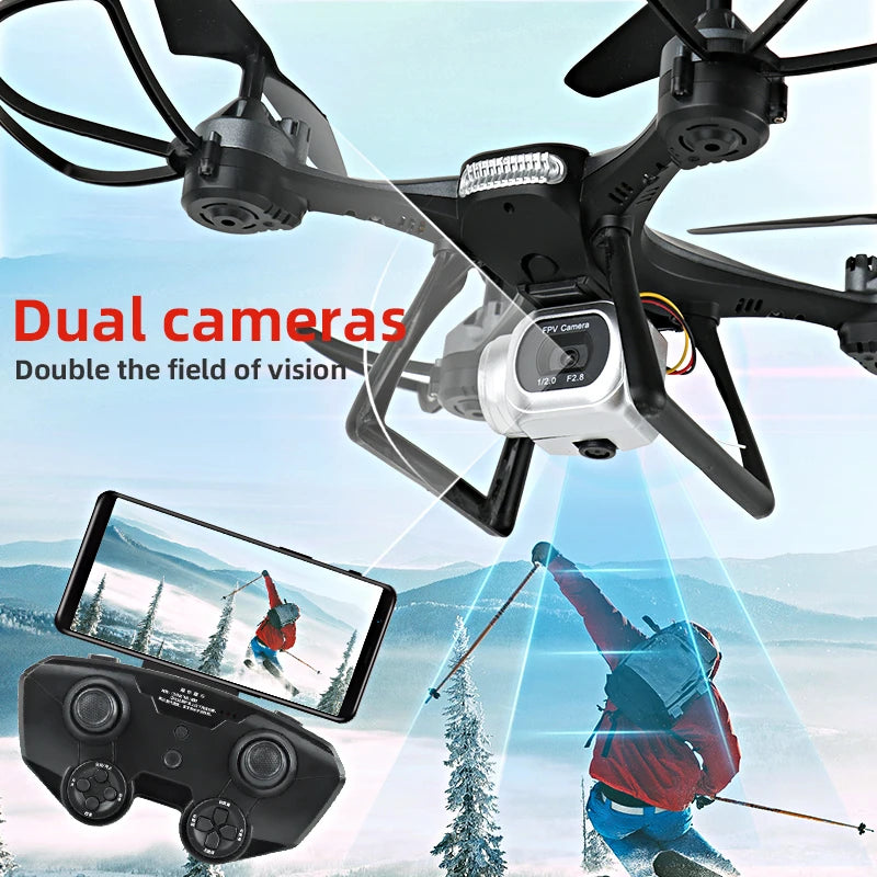 DWI  drones with HD Dual Camera  professional Optical Flow Foldable Helicopter Aircraft  rc fpv Quadcopter Dron Children toy gif