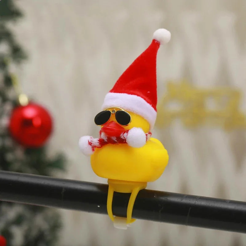 Christmas Motorcycle Accessories with Propeller Helmet Broken Wind Rubber Duck Toy Car Bicycle Small Yellow Duck Car Decoration