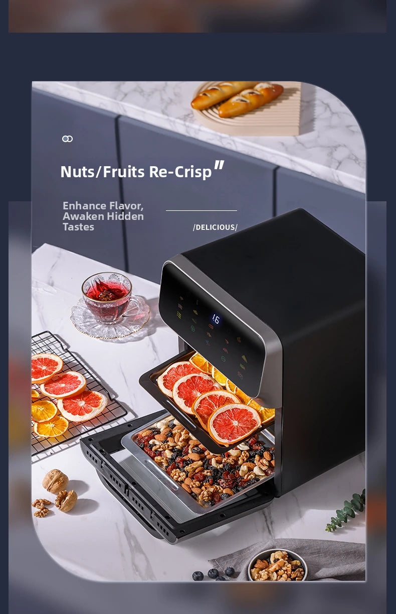 15L Visual Air Fryer with See-Through Window 1350W Digital Touchscreen 360° Hot Air Circulation  for Family/Party Fry/Roast/Bake