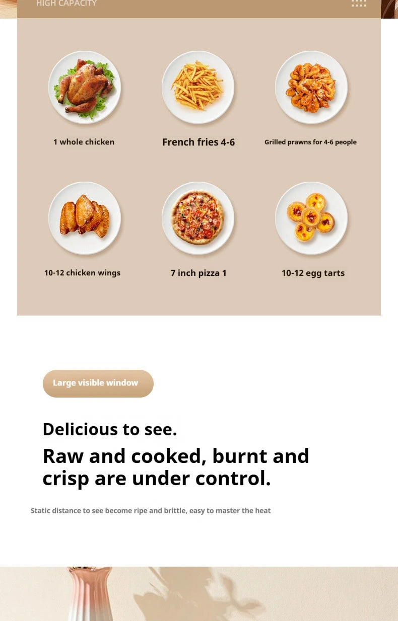 1350W 12L Air Fryer Oven - Multi-Functional Large Capacity, Oil-Free Health, Digital Touchscreen, Home Use, Easy Clean