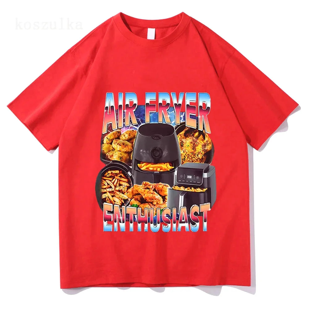 Air Fryer Enthusiast Funny Cooking Meme T-Shirt  Women Fashion Vintage Short Sleeve T-shirts  Casual T Shirt Streetwear