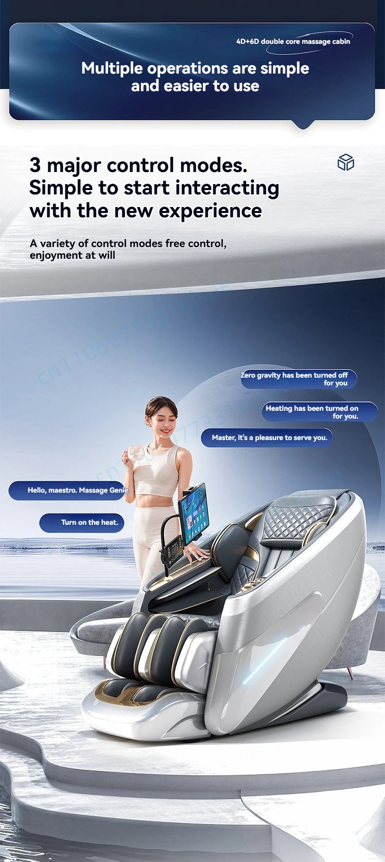 4D+6D Jade Massage Chair Full Body Daul Core Zero Gravity Stretch Shiatsu Massage Chairs with Heated Foot Rollers Body Scan