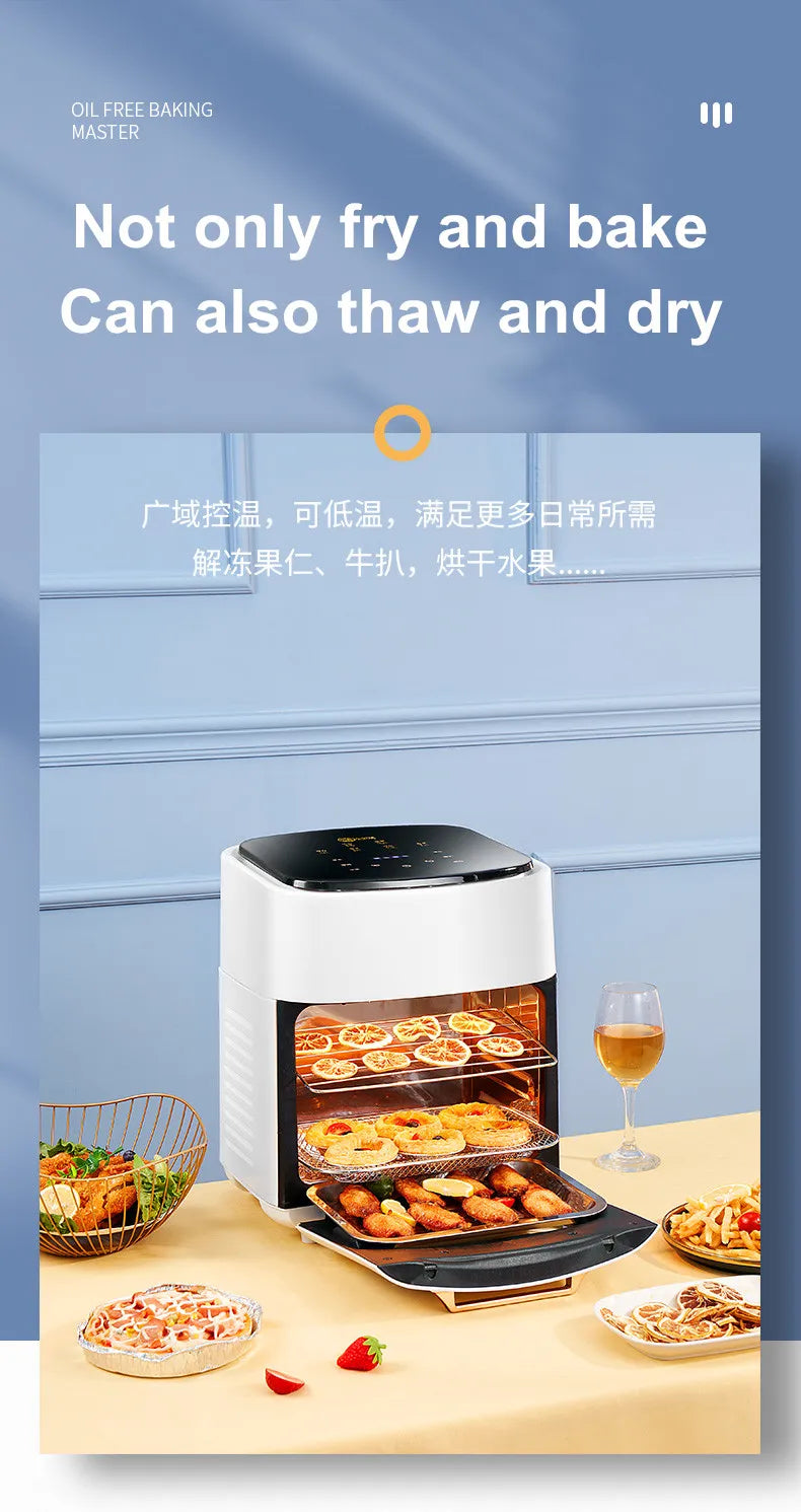 Air Fryer Household Large Capacity 15L Visual Oil-free Smart Oven  Fries Machine 220V 110V US EU 1500W Chicken Frying