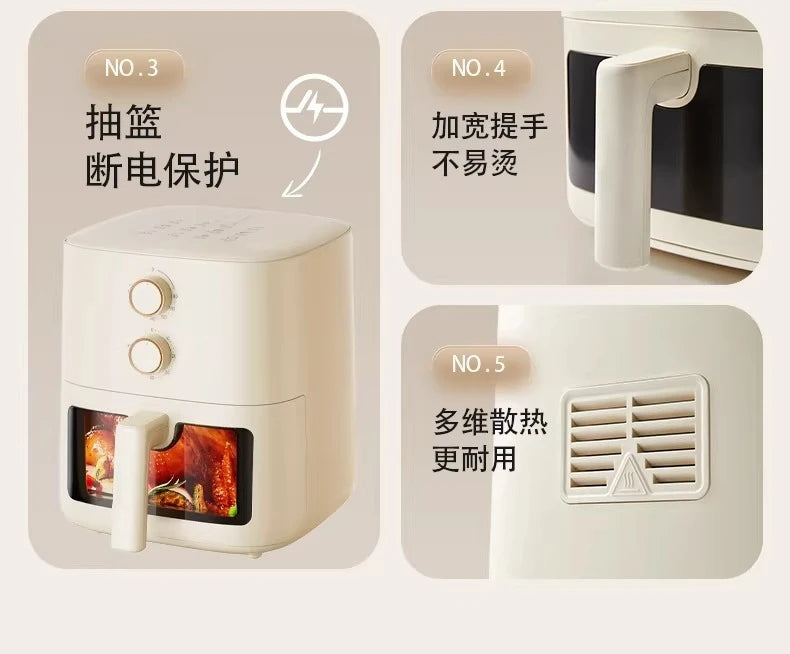 Air fryer household visual no-turn small electric fryer electric oven integrated 220V 1500W